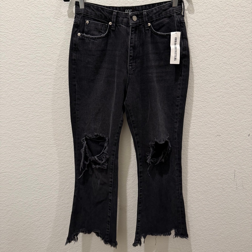 BDG Urban Outfitters Distressed High Rise Kick Flare Jeans Black 26 NWT
